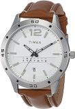 TIMEX Men Leather Analog White Dial Watch Tw000U933, Band Color Black