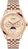 TIMEX Moon Phase Multifunction Analog Rose Gold Dial Women's Watch TWEL13105 Stainless Steel, Rose Gold Strap