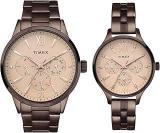 TIMEX Stainless Steel Unisex Pairs Rose Gold Round Multifunction Dial Analog Watch Tw00Pr306