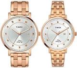 TIMEX Unisex 41.00/36.00 mm Empera Silver Dial Rose Gold Stainless Steel Bracelet Analog Display Watch TW00PR281 Not assigned, Not assigned