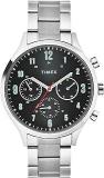 TIMEX Unisex Analog Stainless Steel Silver Band Black Dial Watch TWHG03SMU04