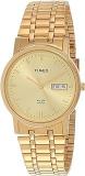 TIMEX Unisex Analogue Stainless Steel A504, Band Color Gold, Dial Color Gold