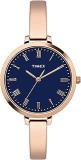 TIMEX Unisex Brass Analog Blue Dial Watch Twel12816, Band Color Rose Gold