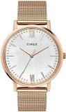 TIMEX Unisex Mesh Analog Silver Dial Watch Tw0Tg8011, Band Color Rose Gold