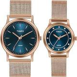 TIMEX Unisex Teal Round Analog Pair Watch TW00ZP002