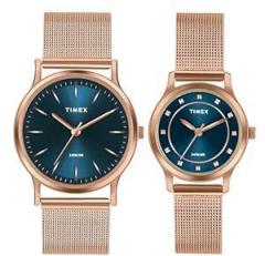 TIMEX Unisex Teal Round Analog Pair Watch TW00ZP002