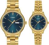 TIMEX Unisex Teal Round Analog Pair Watch TW00ZP004