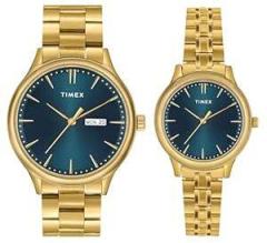 TIMEX Unisex Teal Round Analog Pair Watch TW00ZP004