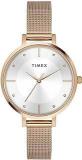 TIMEX Women Stainless Steel Analog Silver Dial Watch Twel155Smu11, Band Color Rose Gold