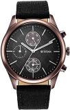 Titan Analog Black Dial Men's Watch 1805QP01/NR1805QP01 Fabric, Black Strap, Black Strap