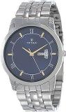 Titan Analog Blue Dial And Silver Band Stainless Steel Watch For Men NR1774SM01