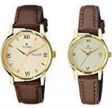 Titan Analog Gold Dial Pair Watch NE15802490YL05