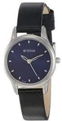 Titan Analog Watch for Women| Black Watch| with Leather Strap| Round Dial Watch| Elegant Watch Design| Water Resistant Watch