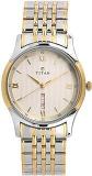 Titan Analog With Day And Date Off White Dial Stainless Steel Strap Watch For Men NS1636BM01