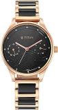 Titan Brass Analog Black Dial Women Watch 2670Wd01, Black Band