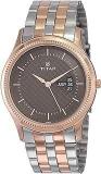 Titan Brown Dial Analog With Day And Date Stainless Steel Strap Watch For Men NN1824KM01