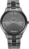 Titan Classique Slimline Anthracite Dial Analog With Date Stainless Steel Strap Watch For Men NS90142QM02