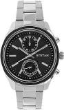 Titan Men Metal Anthracite Dial Analog Watch Nr1733Km01, Band Color Off White