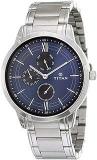 Titan Men Metal Blue Dial Analog Watch Nr1769Sm01, Band Color Silver