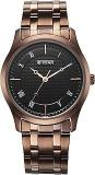 Titan Men Stainless Steel Analog Black Dial Casual Watch, Band Color Brown