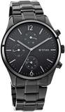 Titan Mens Gents NEO V Phase I Black Dial Stainless Steel Analogue Watch 1805NM02