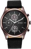 Titan Men's Infinity Chrono Analog Watch: Precise Blue Dial, Rose Gold Highlights, Durable Leather Strap NS1805QP01