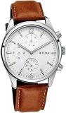 Titan Men's Metropolitan Charm: Men's Multifunctional Black Watch With Leather Strap NS1805SL04