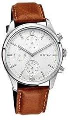 Titan Men's Metropolitan Charm: Men's Multifunctional Black Watch with Leather Strap NS1805SL04