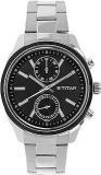 Titan Men's Metropolitan Luxe: Multifunction Dark Grey Dial With Two Tone Stainless Steel Bracelet Watch NS1733KM01