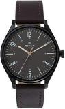 Titan Men's Minimalist Zen Watch Black: Sleek Leather Strap With Contrast Hands NS1802NL01