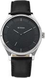 Titan Men's Minimalist Zen Watch: Sleek Leather Strap With Contrast Hands NS1802SL11