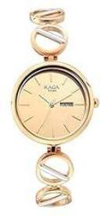 Titan Metal Rose Gold Dial Analog Watch for Women Nr2644Km02, Band Color Rose Gold