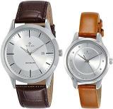 Titan Modern Bandhan Analog Silver Dial Unisex's Watch NL15842481SL01/NR15842481SL01P Genuine Leather, Brown Strap