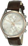 Titan Neo Analog Silver Dial Men's Watch NL1733KL02 Genuine Leather, Brown Strap