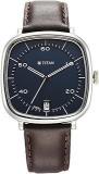 Titan Neo Curve Quartz Analog with Date with Date Blue Dial Brown Leather Strap Watch for Men NS1885SL03