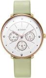 Titan Neo Quartz Multifunction White Dial Leather Strap Watch For Women NS2651WL09