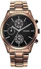 Titan Neo Splash Quartz Multifunction Black Dial Stainless Steel Strap Watch for Men NS1805QM04