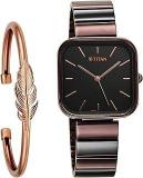 Titan Purple Stackables Quartz Analog Black Dial Stainless Steel Strap Watch For Women 2715KM01F