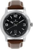 Titan Quartz Analog Black Dial Leather Strap Watch For Men NS1730SL02