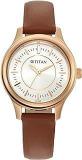 Titan Quartz Analog Silver Dial Leather Strap Watch For Women 2638WL01