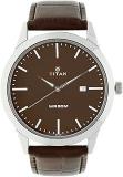 Titan Quartz Analog With Date Brown Dial Leather Strap Watch For Men NS1584SL04