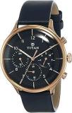 Titan Quartz Multifunction Blue Dial Leather Strap Watch For Men NS90102WL02