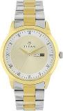 Titan Regalia Quartz Analog With Day And Date Champagne Dial Stainless Steel Strap Watch For Men NS1584BM02