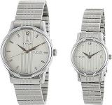 Titan Unisex Stainless Steel Analog White Dial Watch Nl15802490Sm03/Nr15802490Sm03P, Band Color White