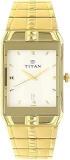 Titan White Dial Analog Watch For Men NR9151YM01 Stainless Steel, Gold Strap