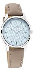 Titan Women's Analog Blue Dial Beige Band Leather Watch