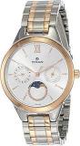 Titan Women's Elegance Moon Phase Two Tone White Dial Stainless Steel Analog Watch NS2590KM01