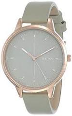 Titan Women's Precision Simplicity Analog Watch: Green Gradient Dial with Leather Strap NS2648WL01