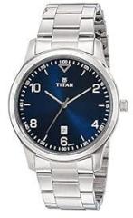 Titan Workwear Blue Dial Analog with Date Stainless Steel Strap watch for Men NS1770SM03