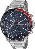 Tommy Hilfiger Bank Analog Blue Dial Men's Watch TH1791718W/NETH1791718 Stainless Steel, Silver Strap